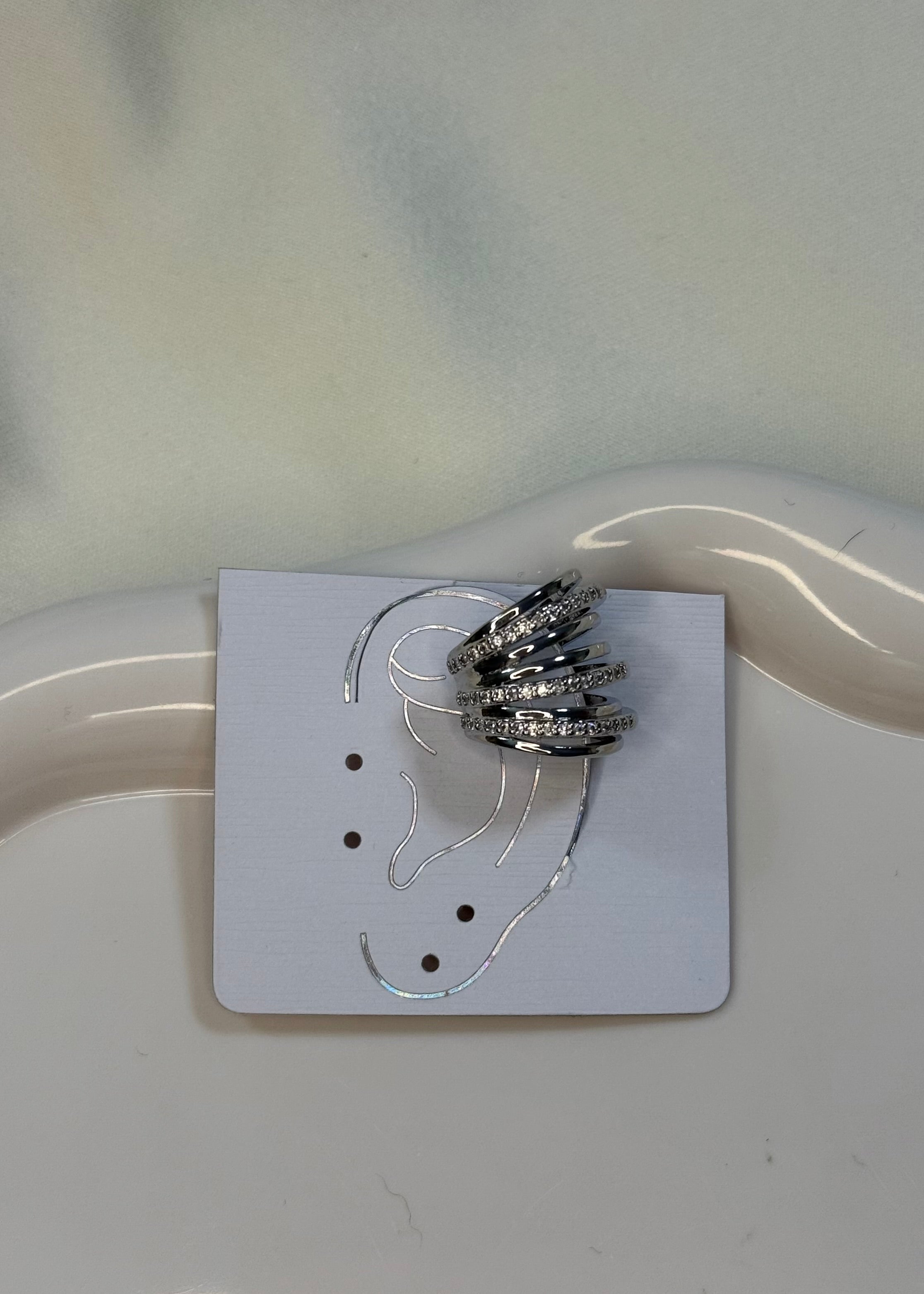 Earcuff multifili silver e brillantini