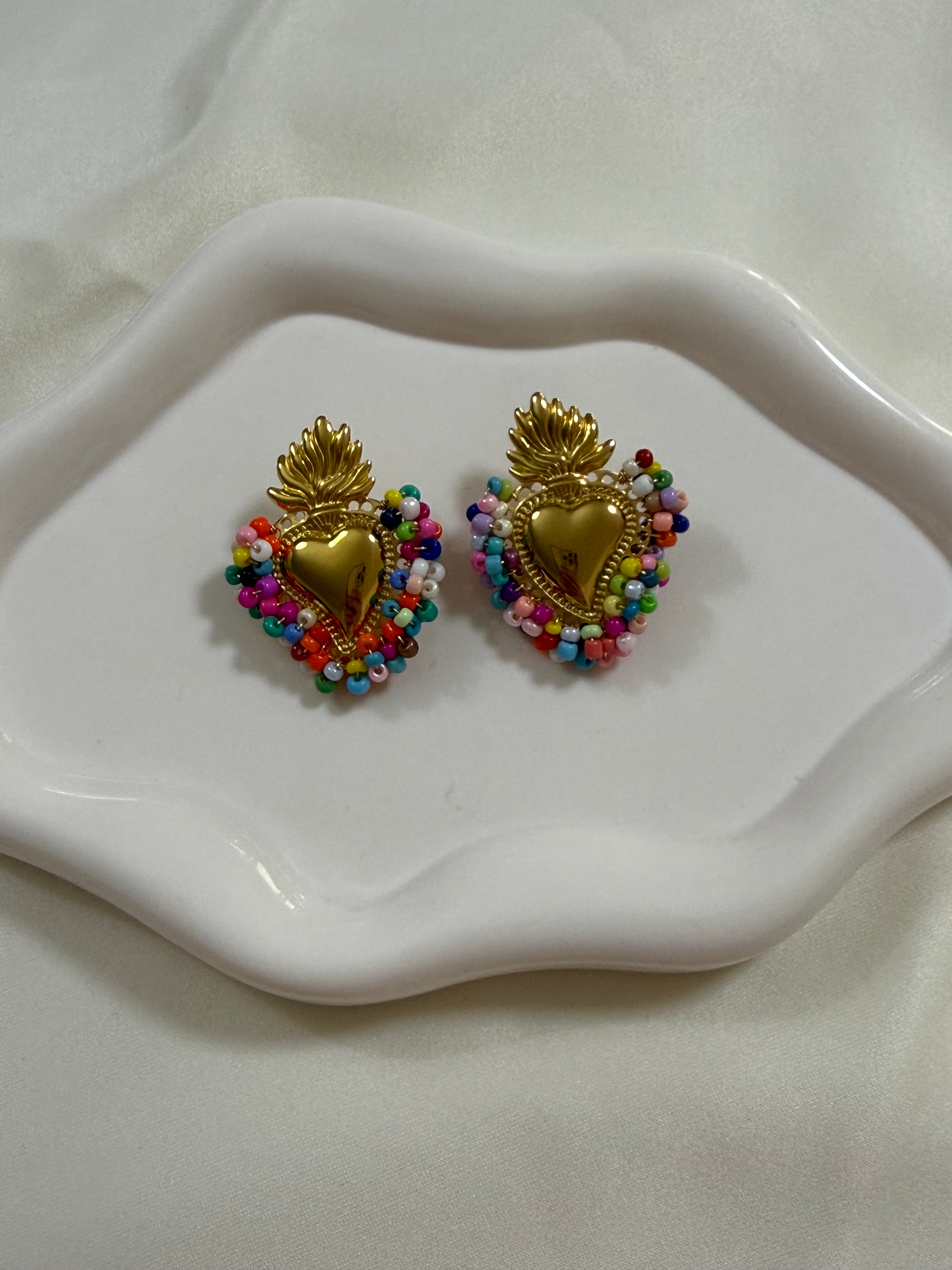 Orecchini “Cuore sacro” multicolor