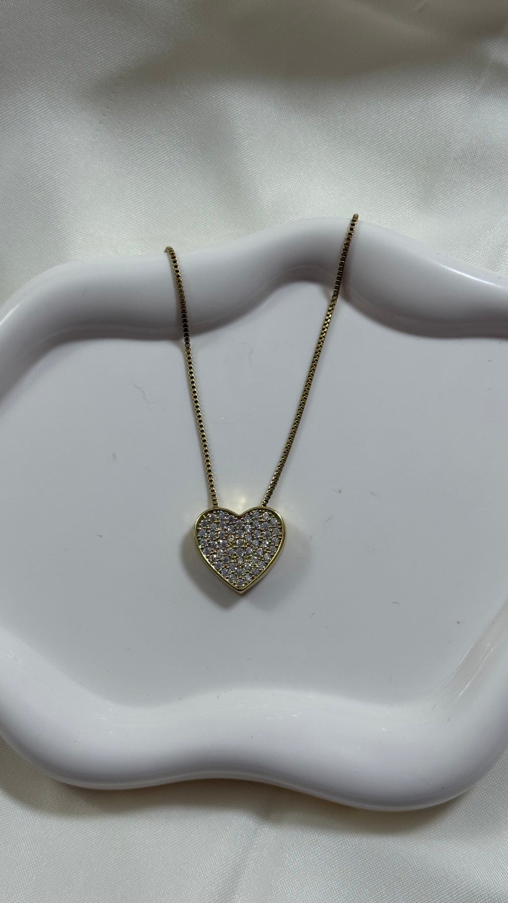 Collana cuore big bombato e brillantini