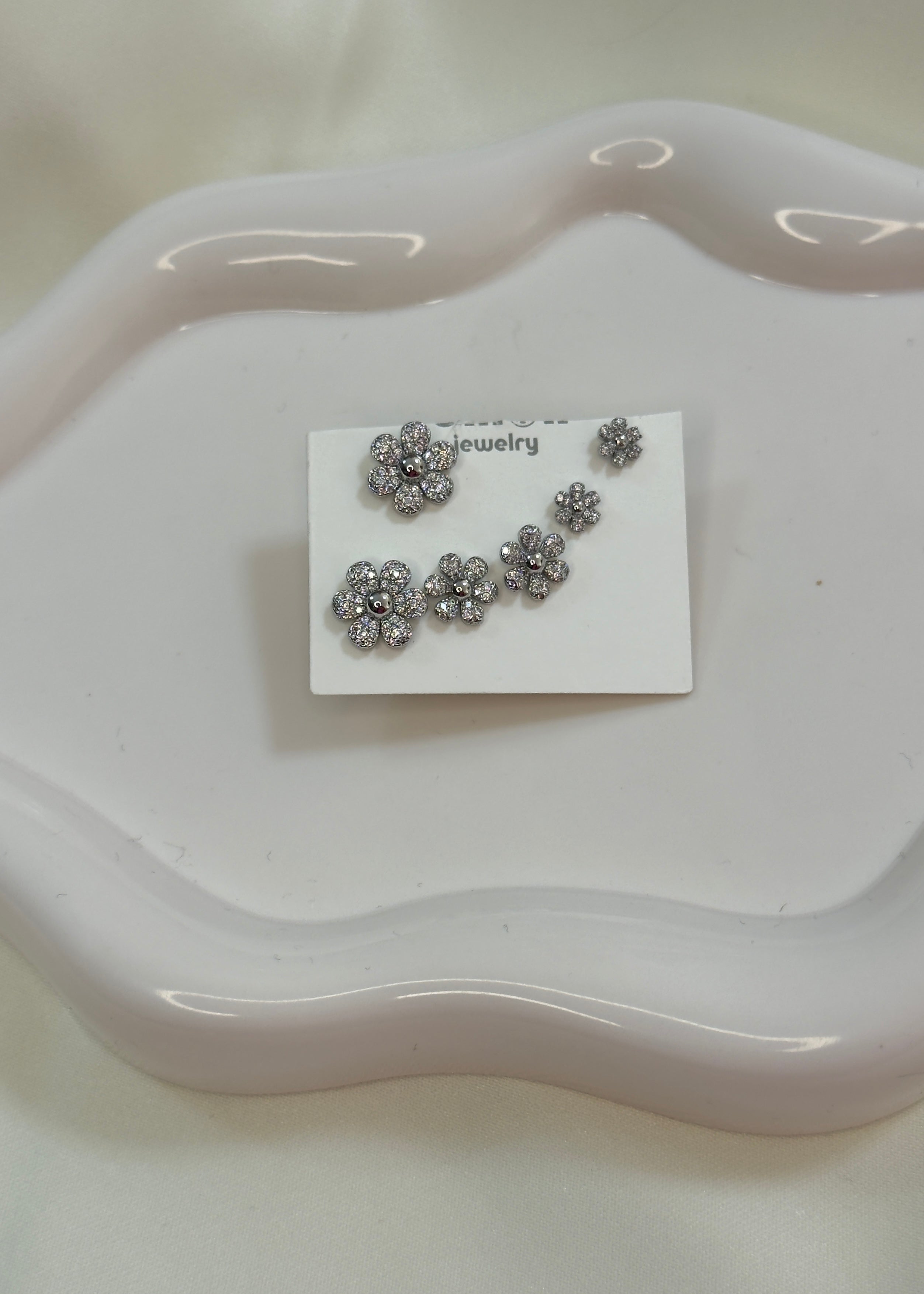 Set orecchini fiore silver