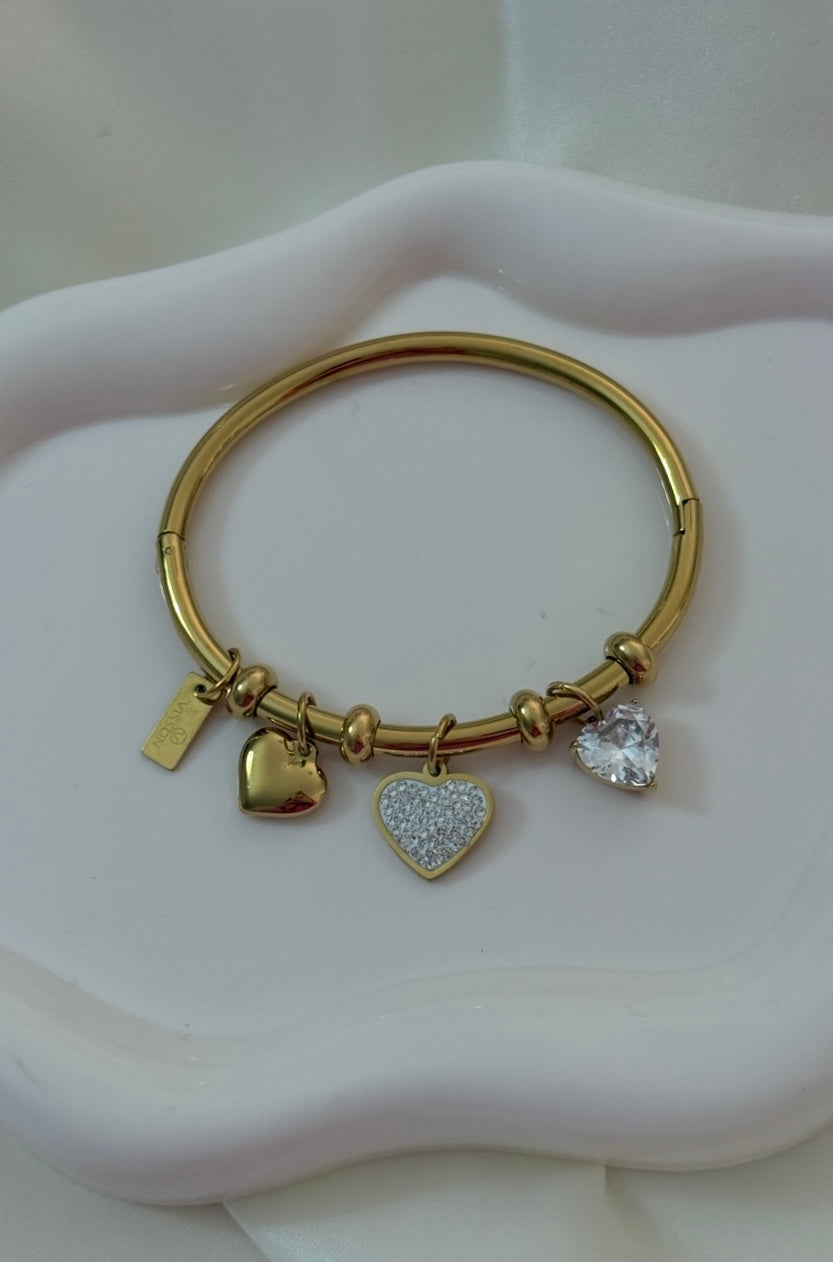Bracciale cuori pendenti gold