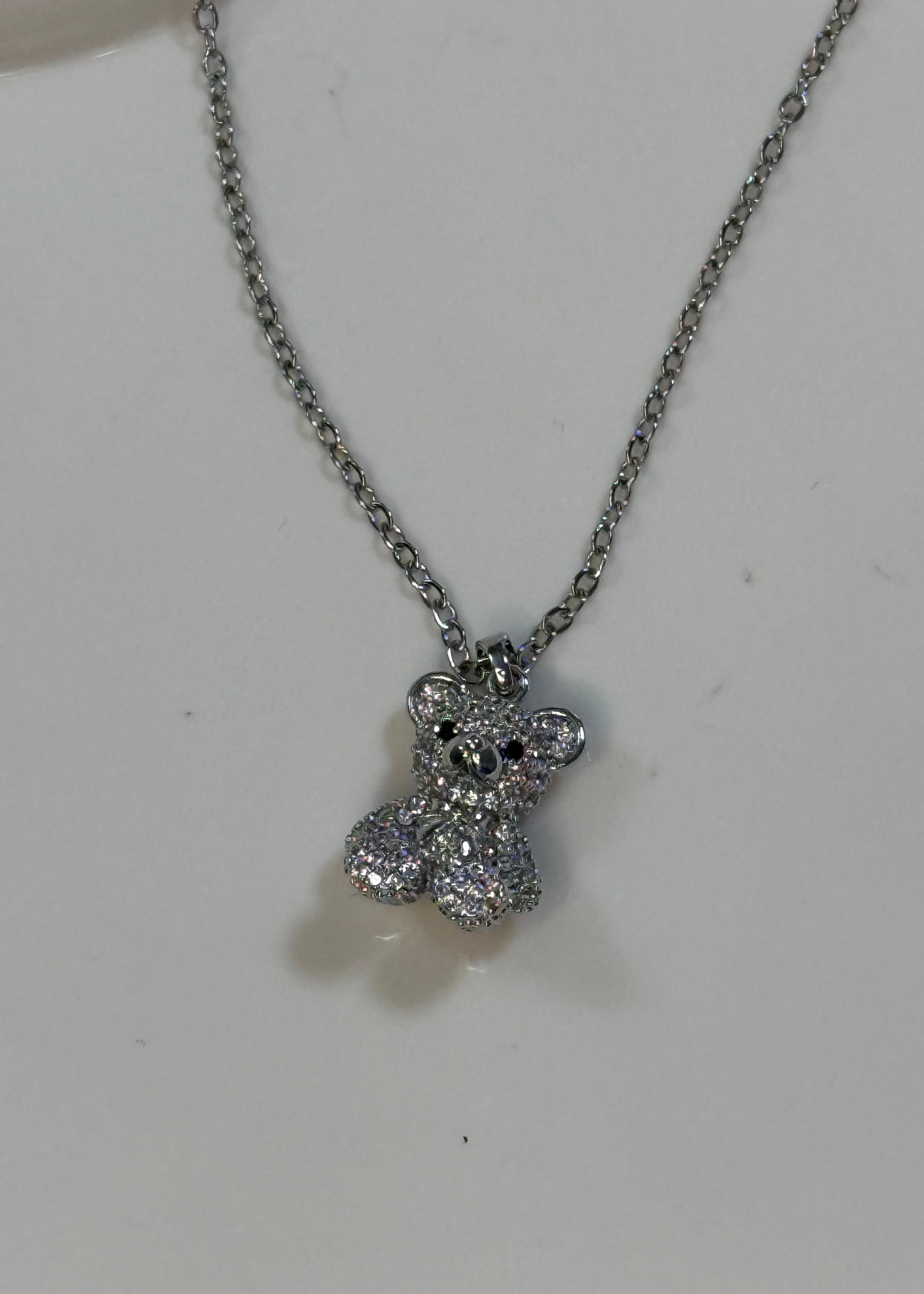 Collana con charm teddy brillantinato silver