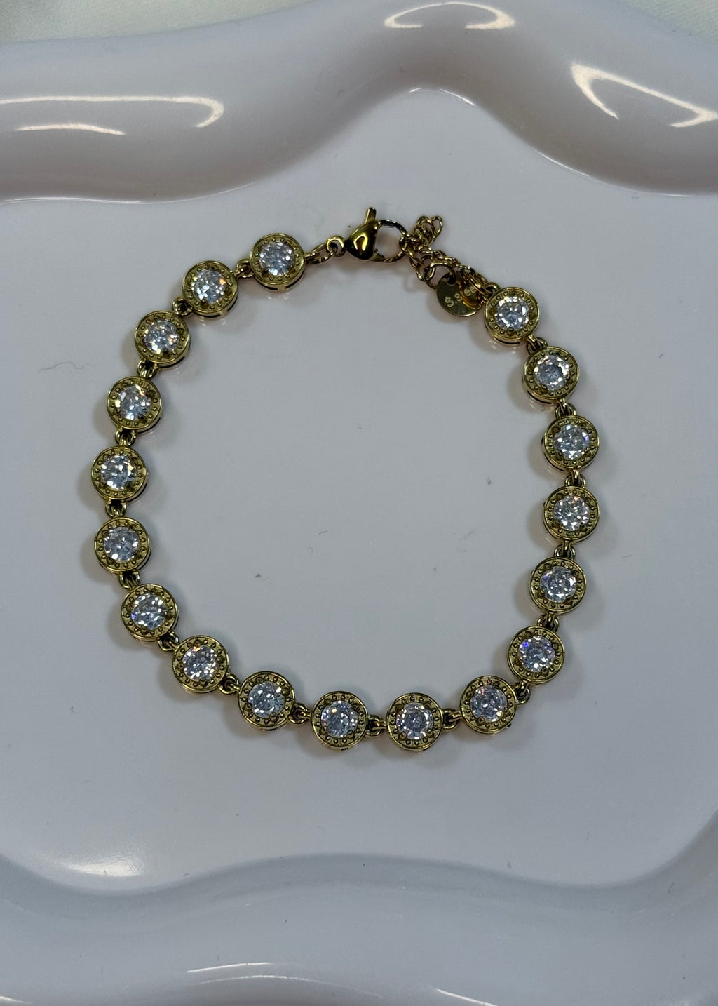 Tennis gold con pietra bianca tonda