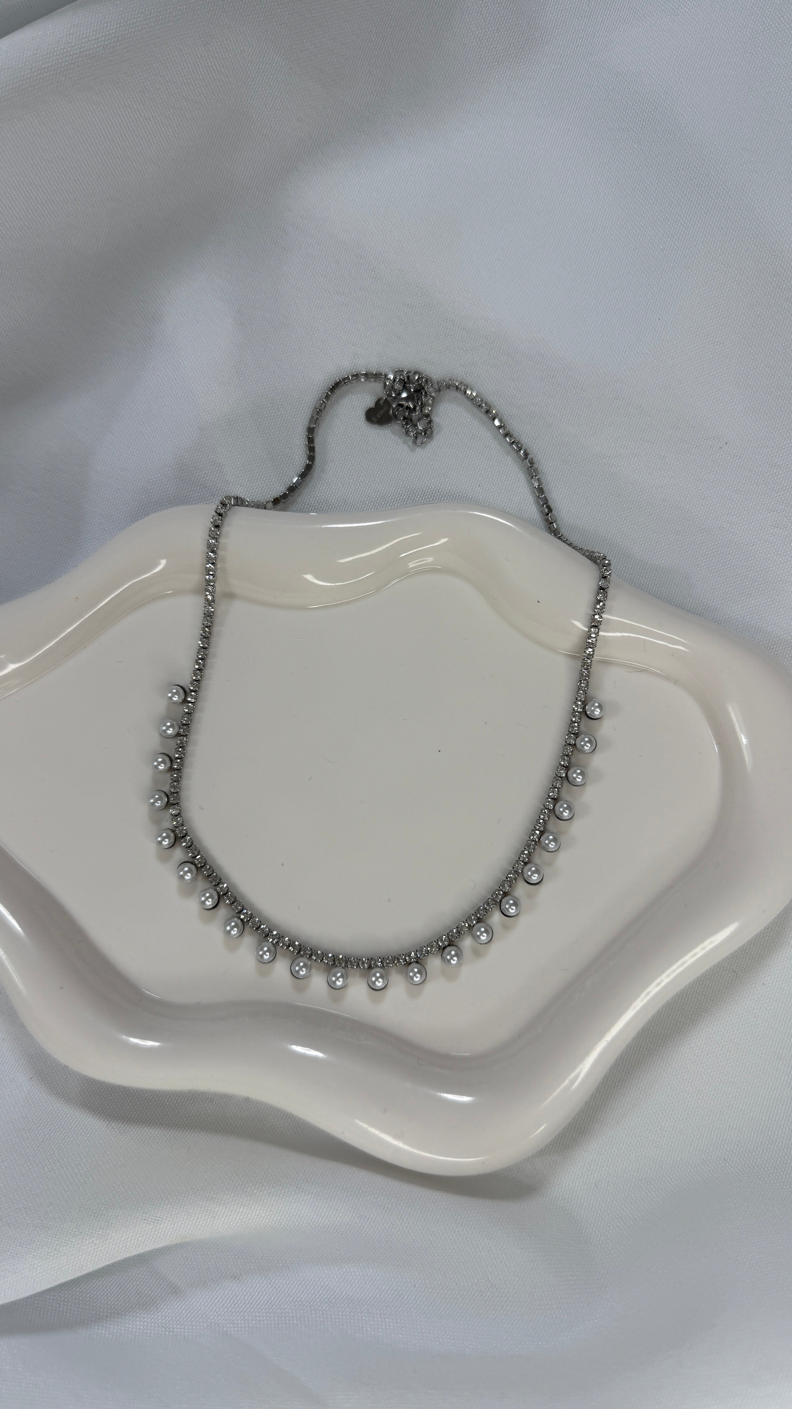 Collana perle e diamantini