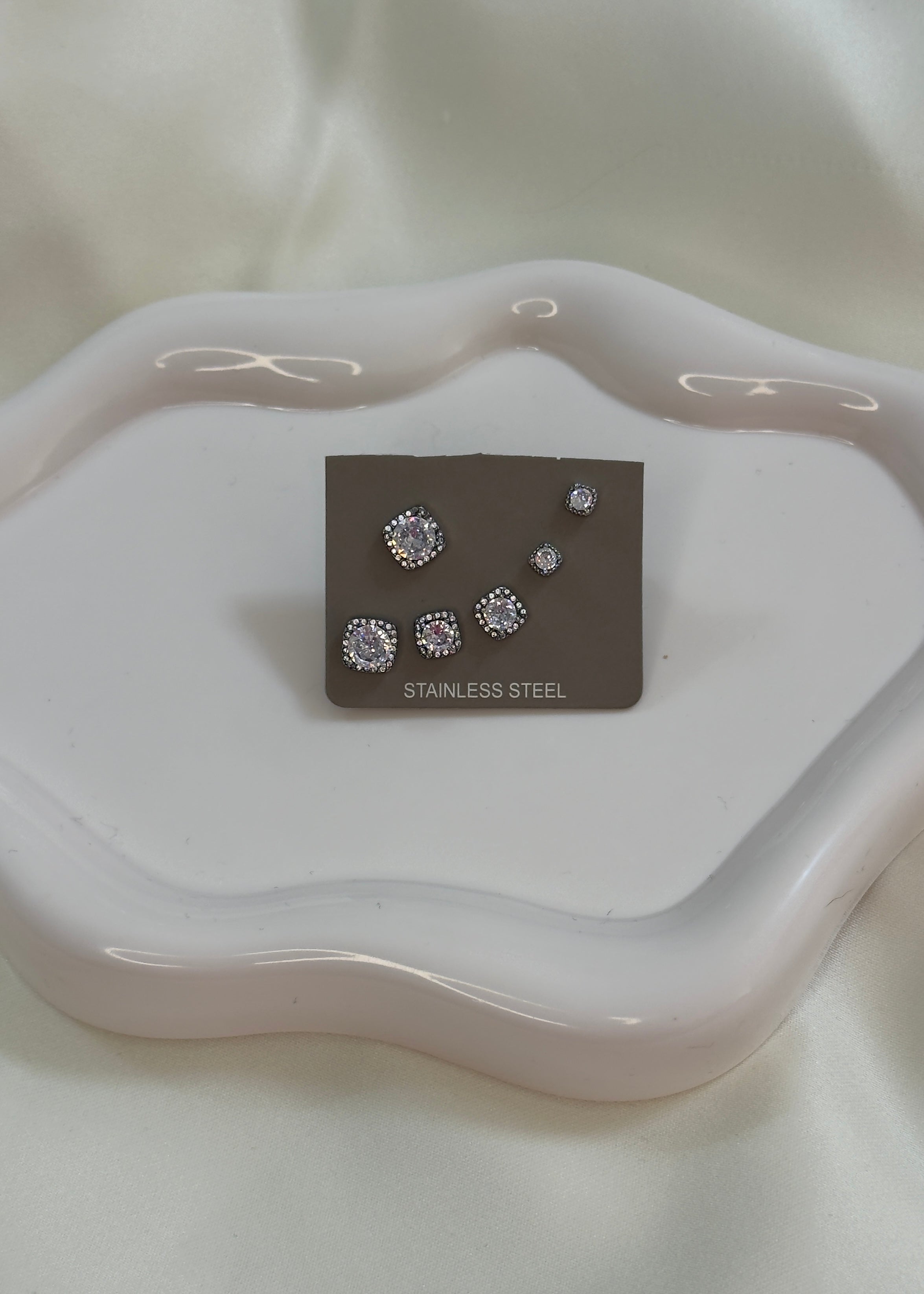 Set orecchini square silver