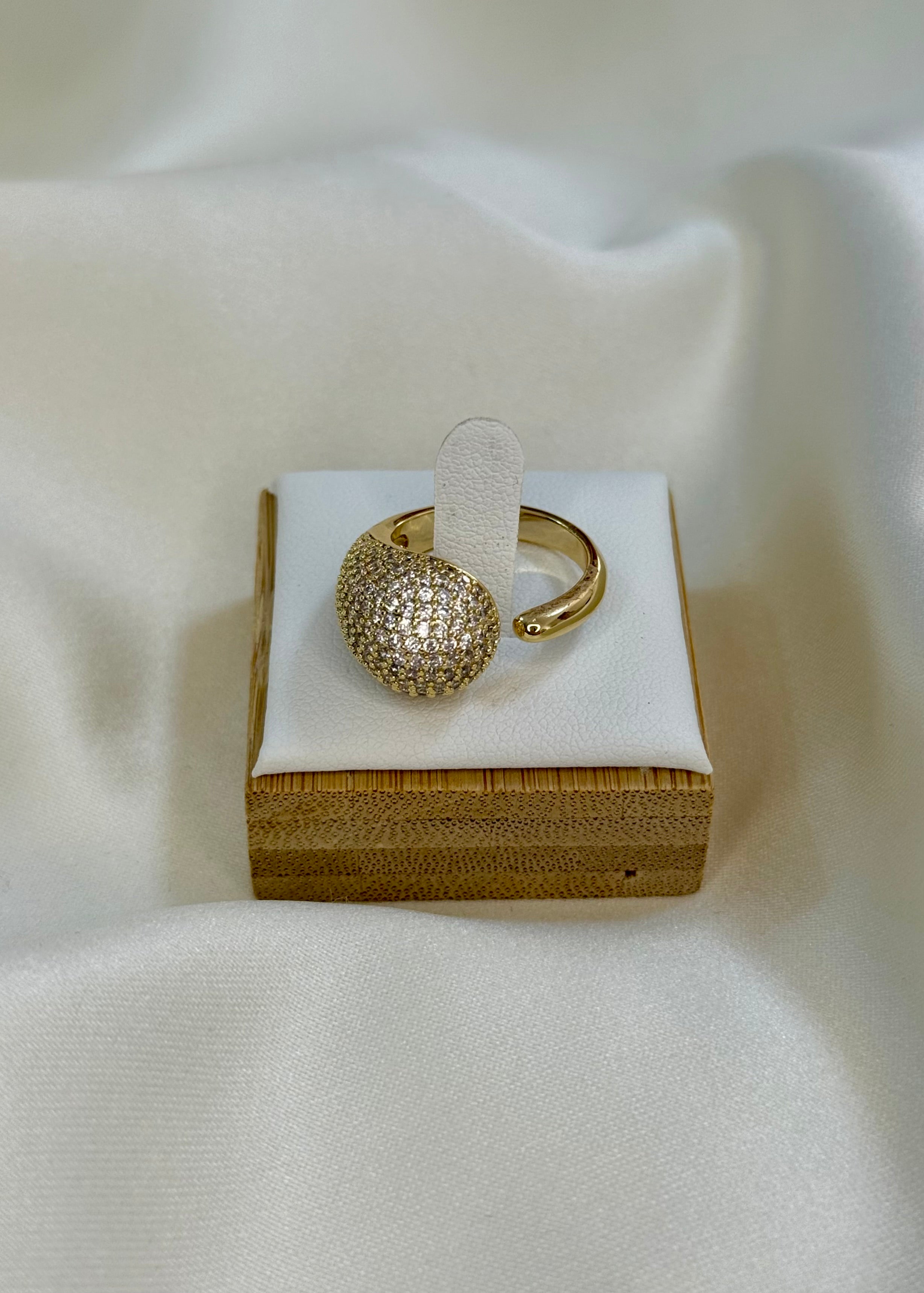 Anello goccia brillantinata gold