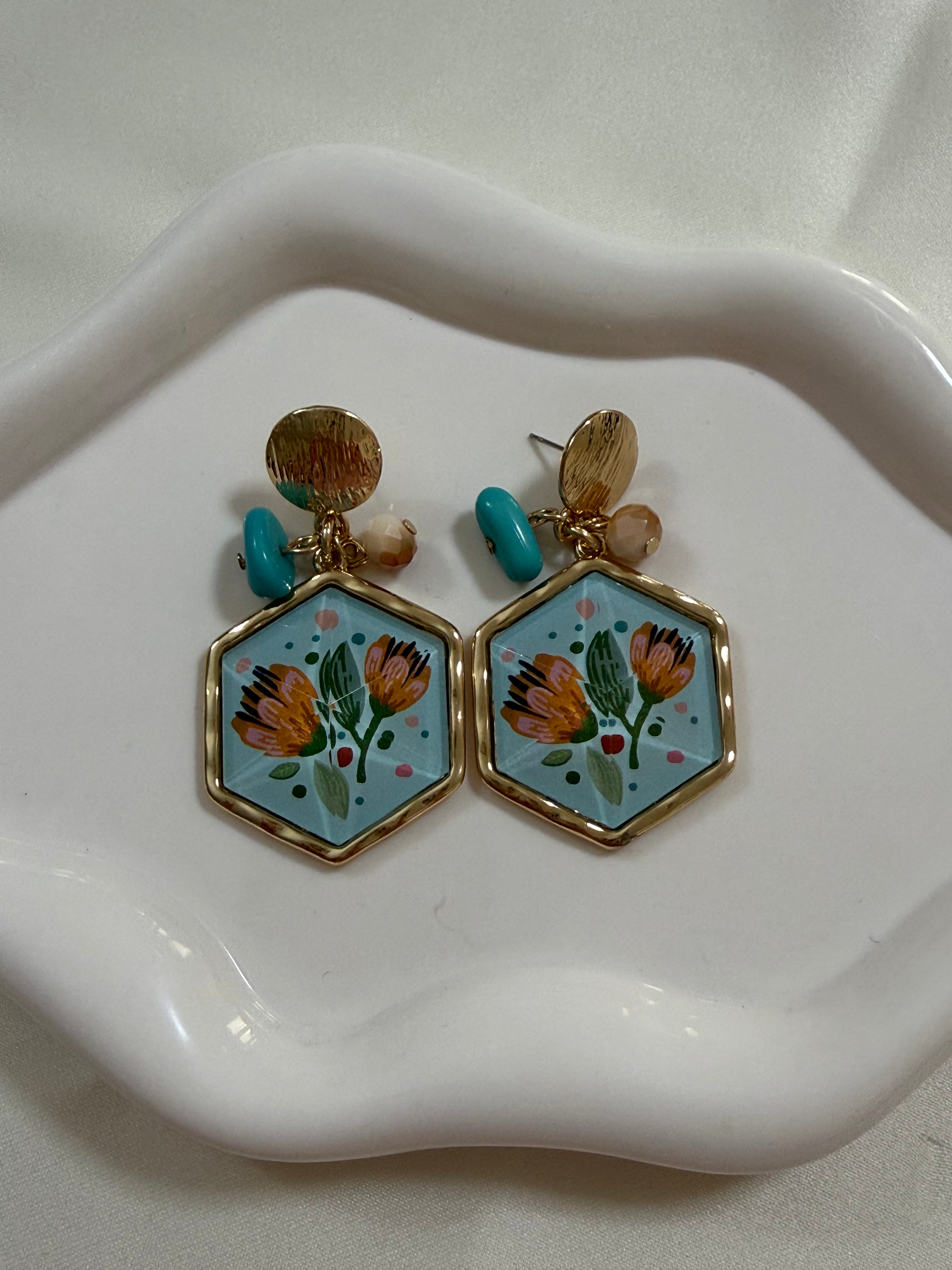 Orecchini “Peony” in azzurro