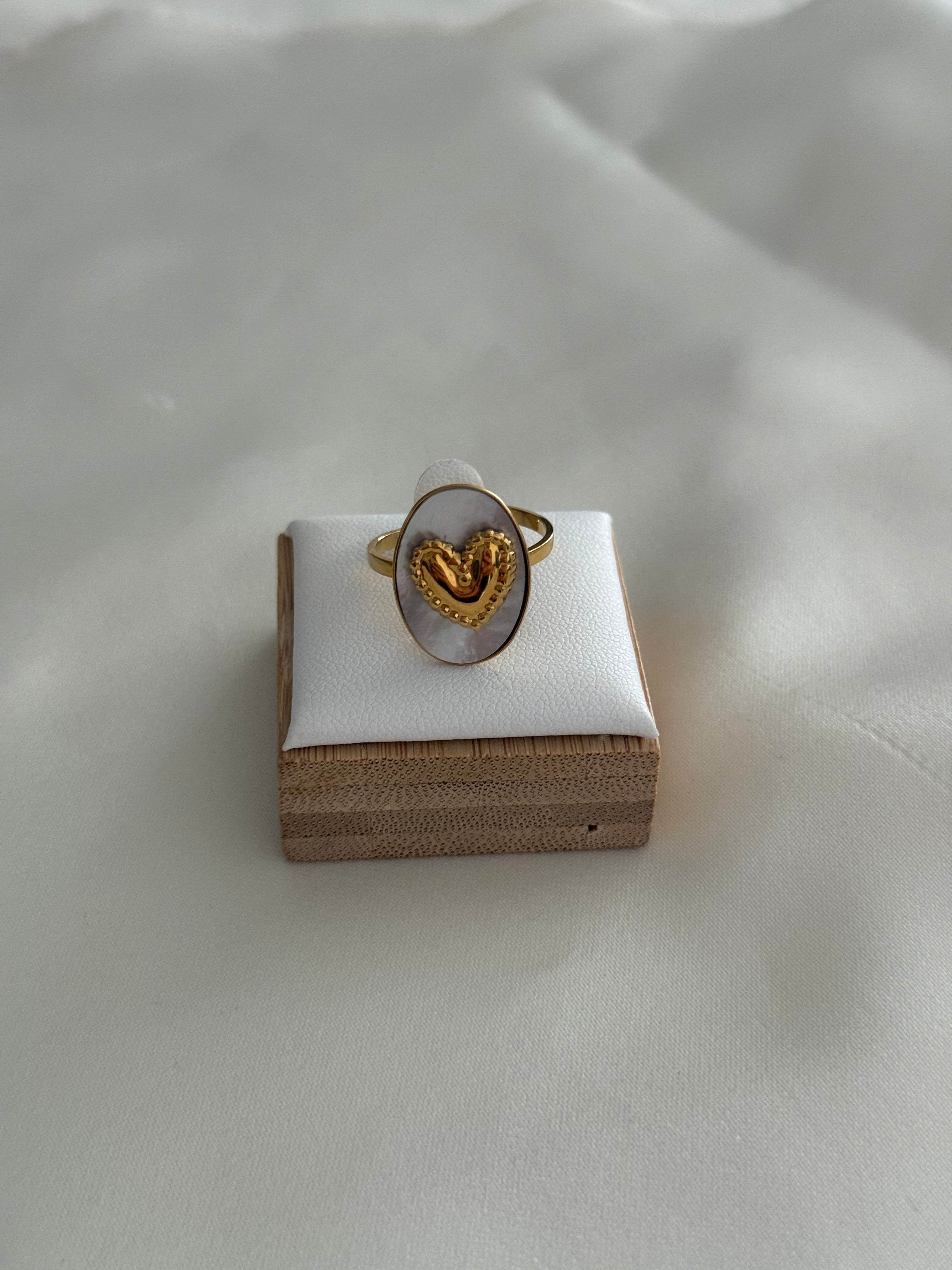 Anello cuore madreperla