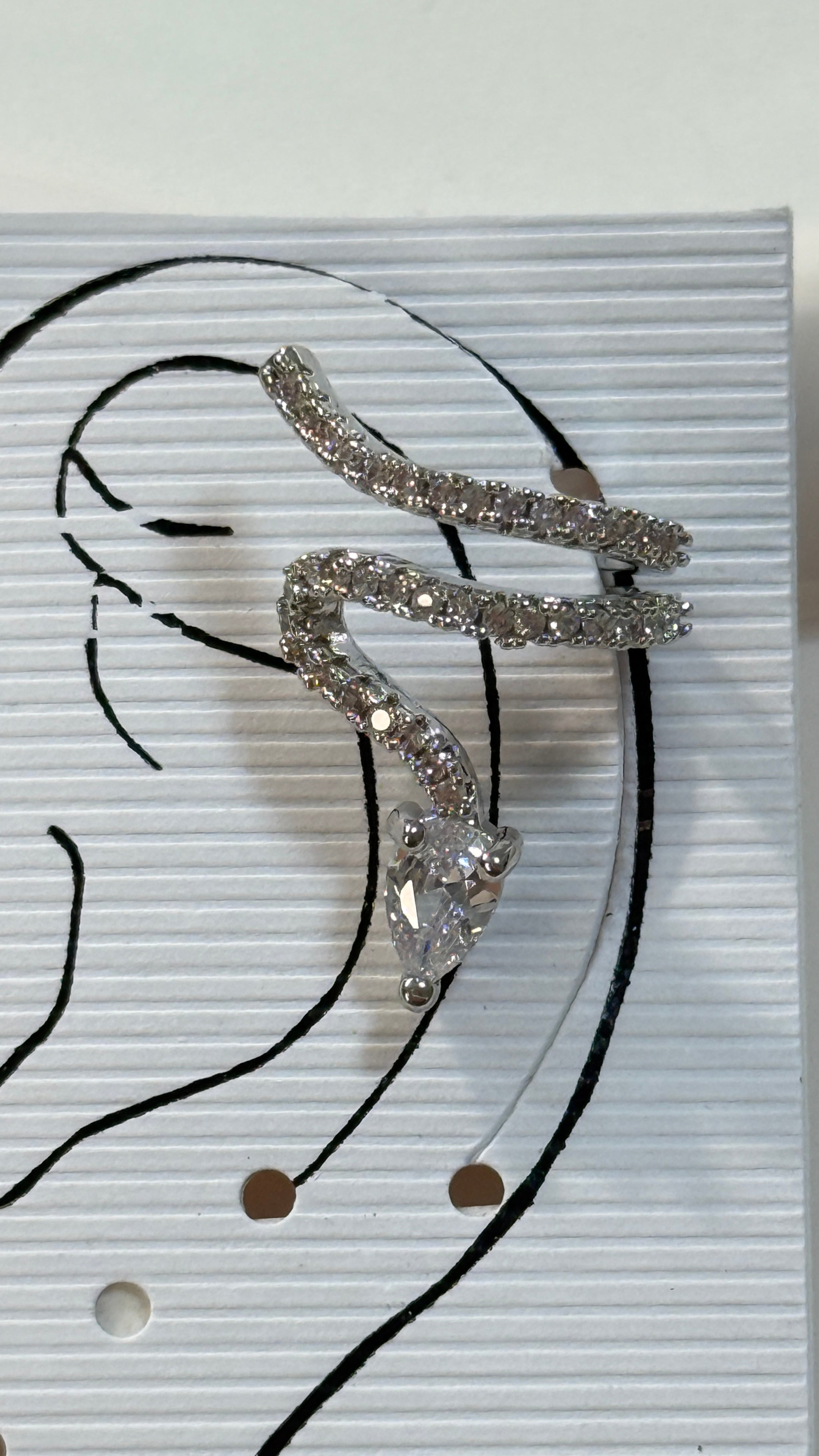 Earcuff serpente silver brillantinato