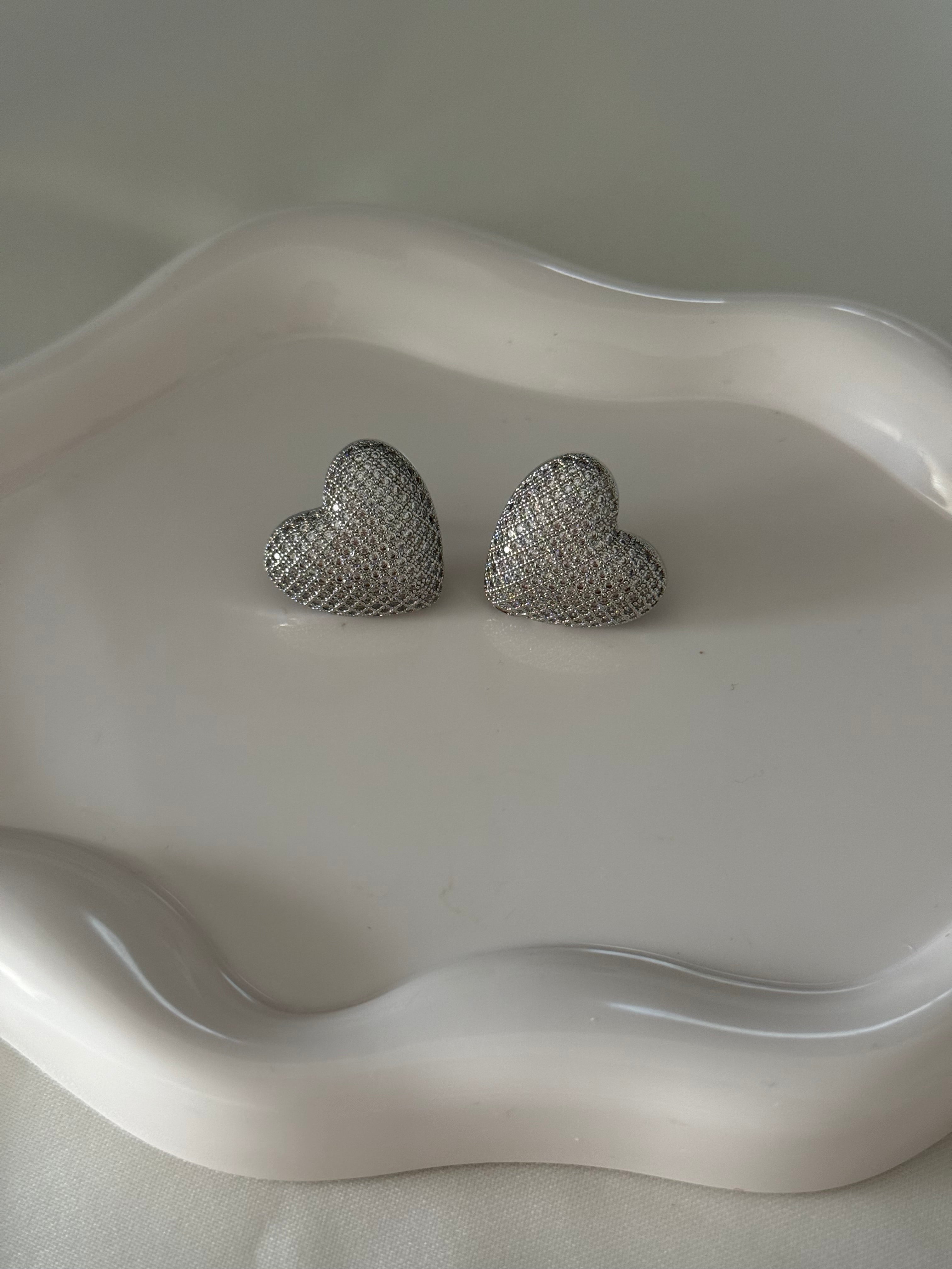 Orecchini  “diamond heart” silver