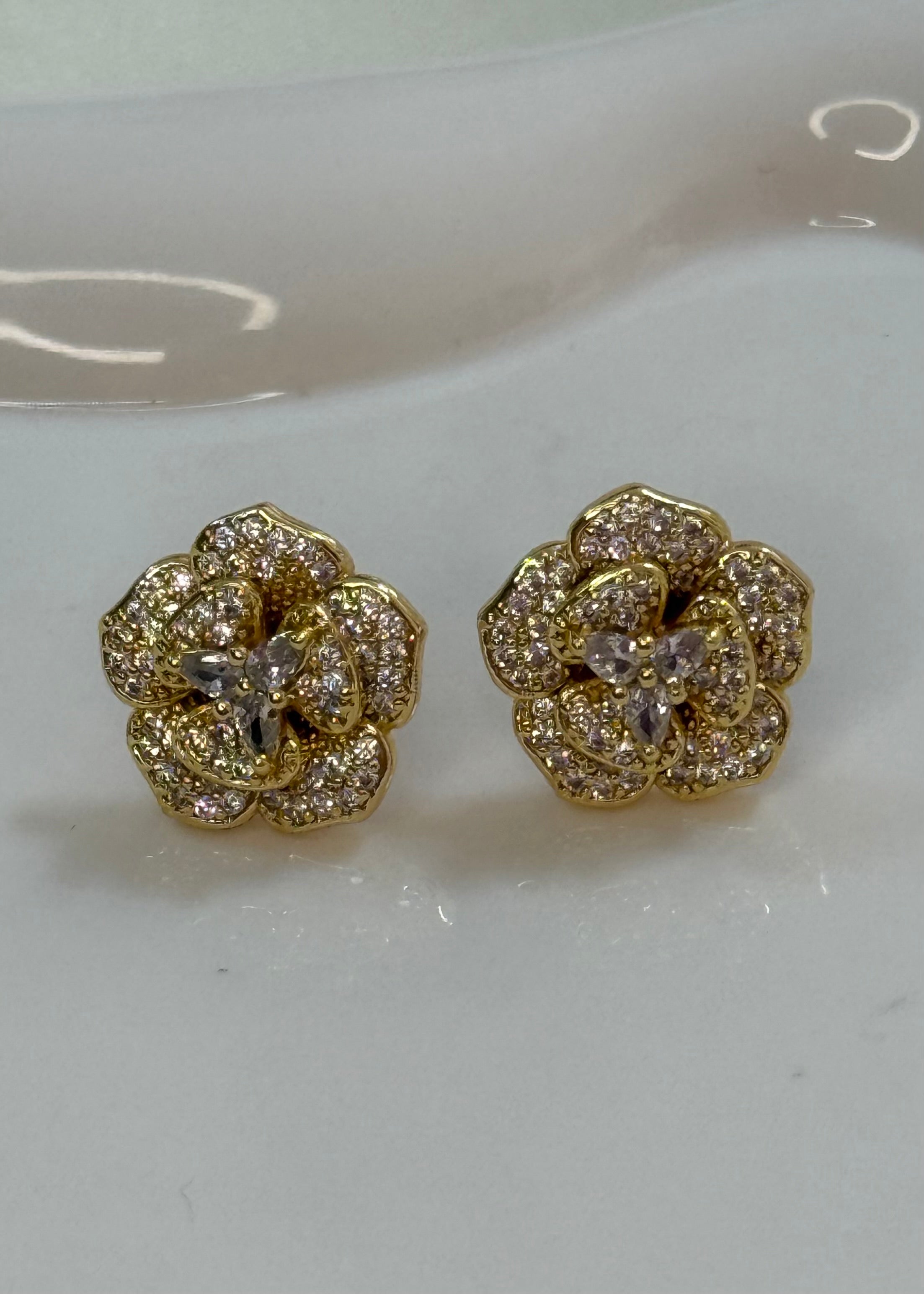 Orecchini fiore gold brillantinato