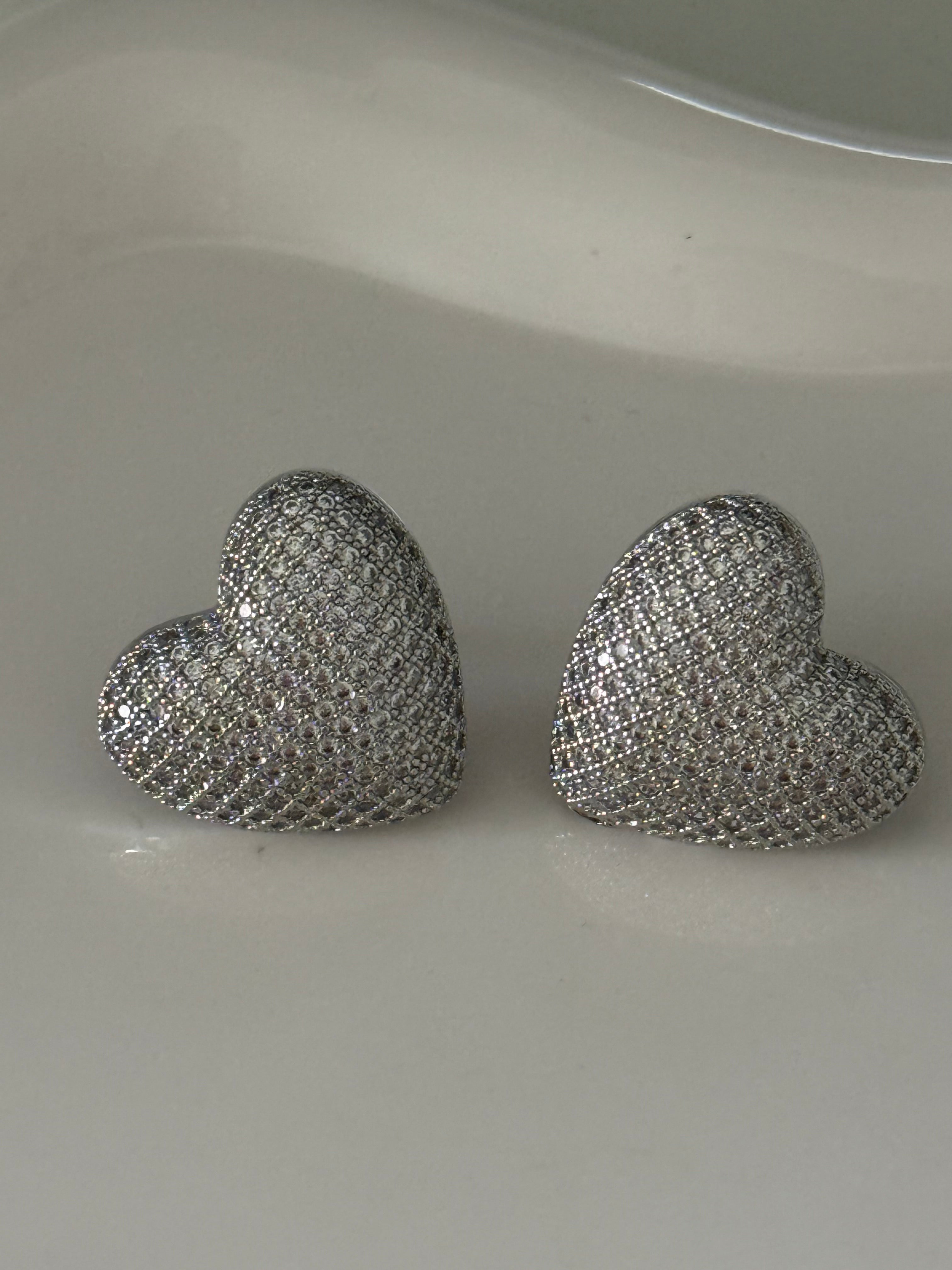 Orecchini  “diamond heart” silver
