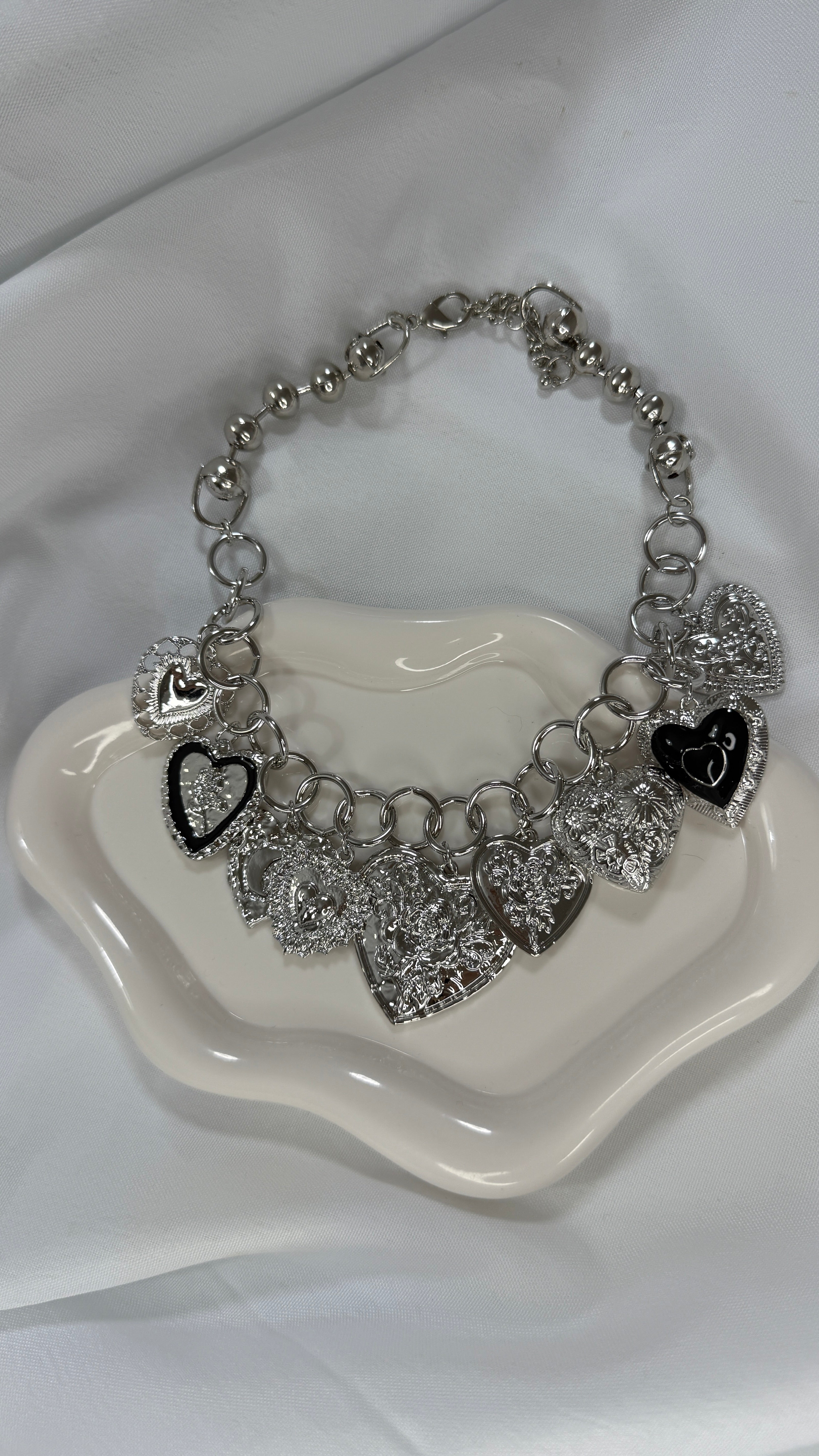 Collana silver multicharm cuore sacro