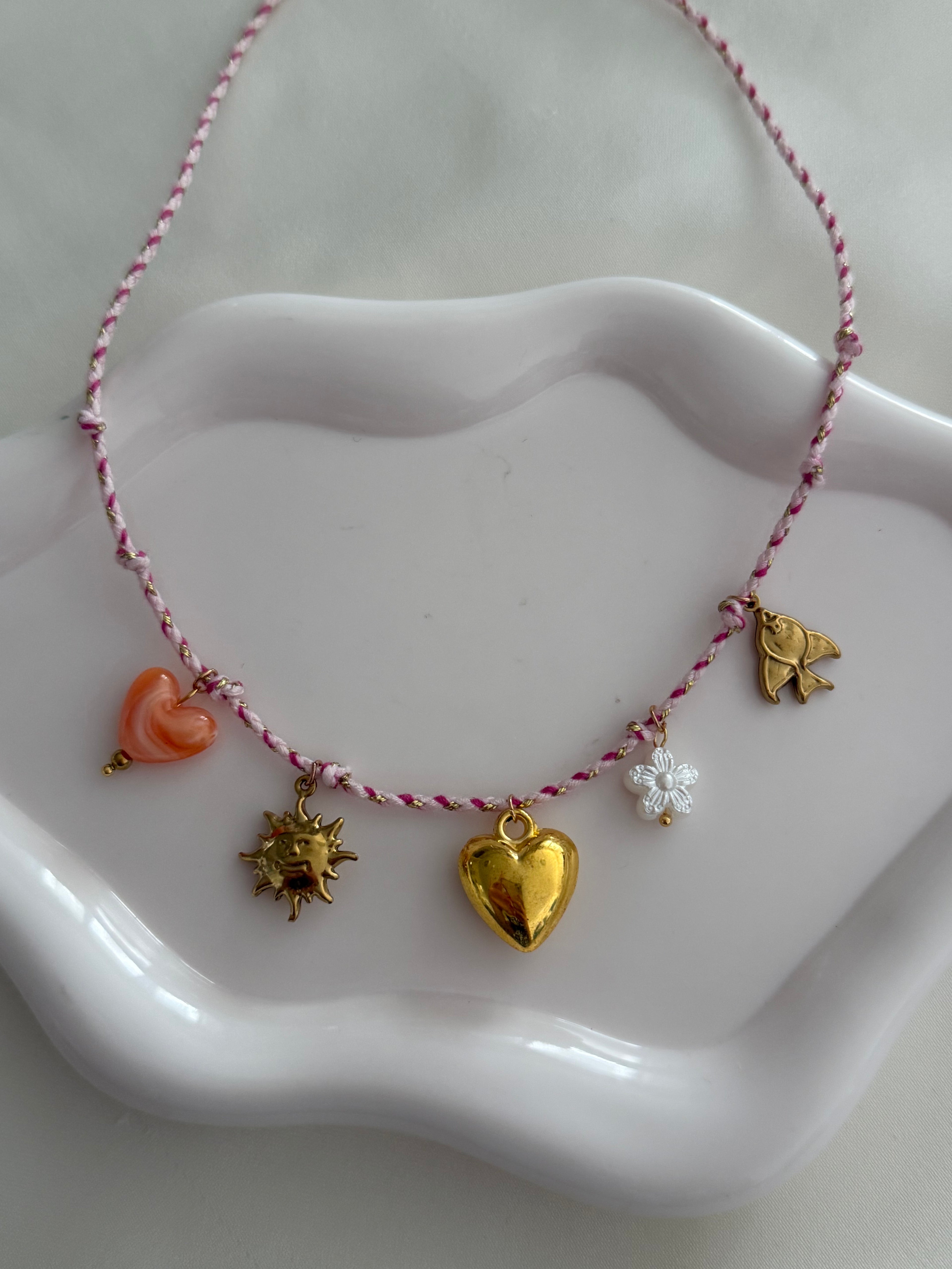 Collana charm rosa