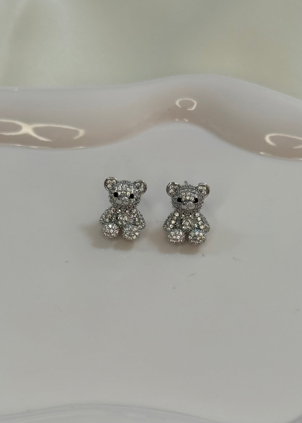 Orecchini teddy brillantinato silver