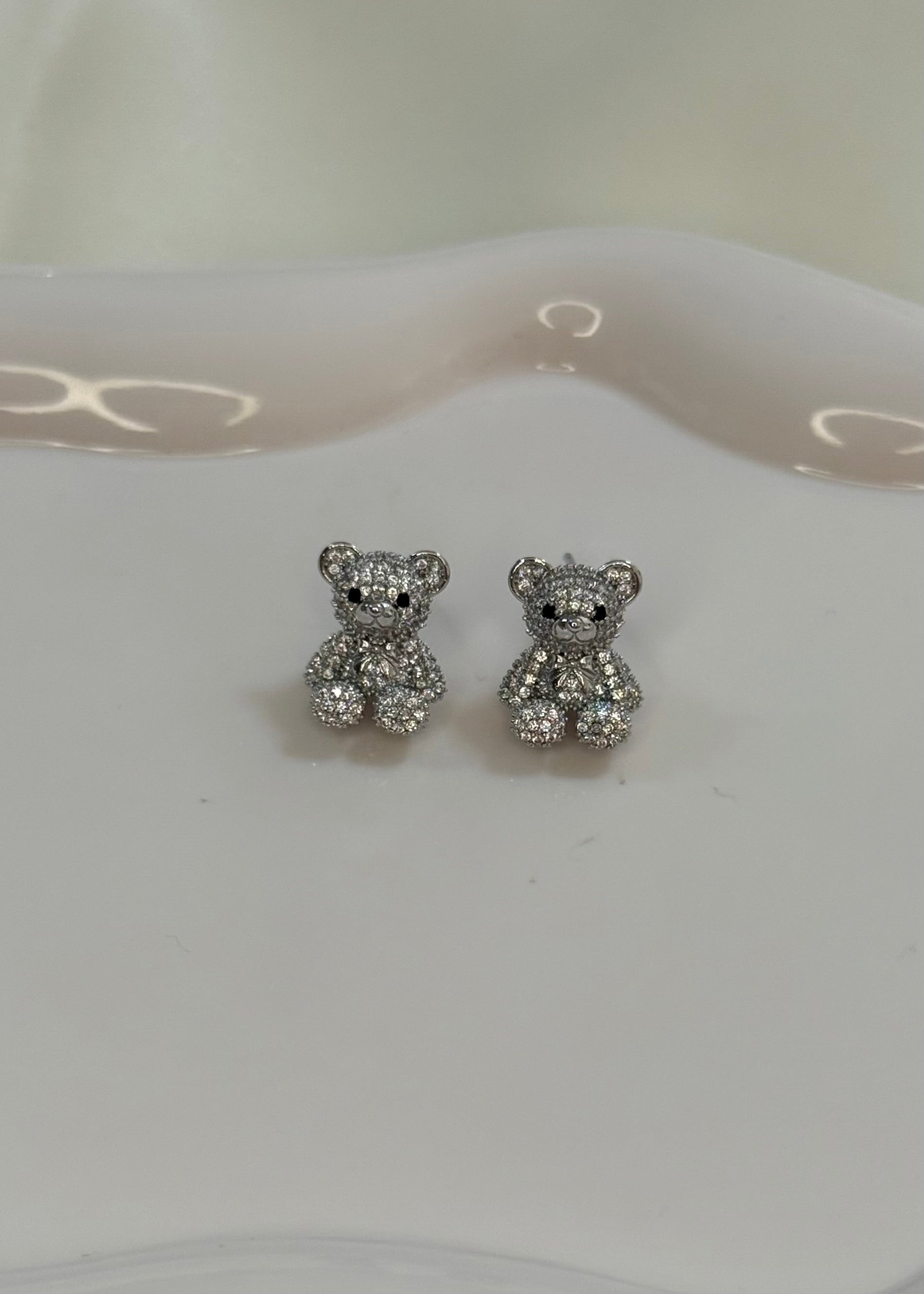Orecchini teddy brillantinato silver