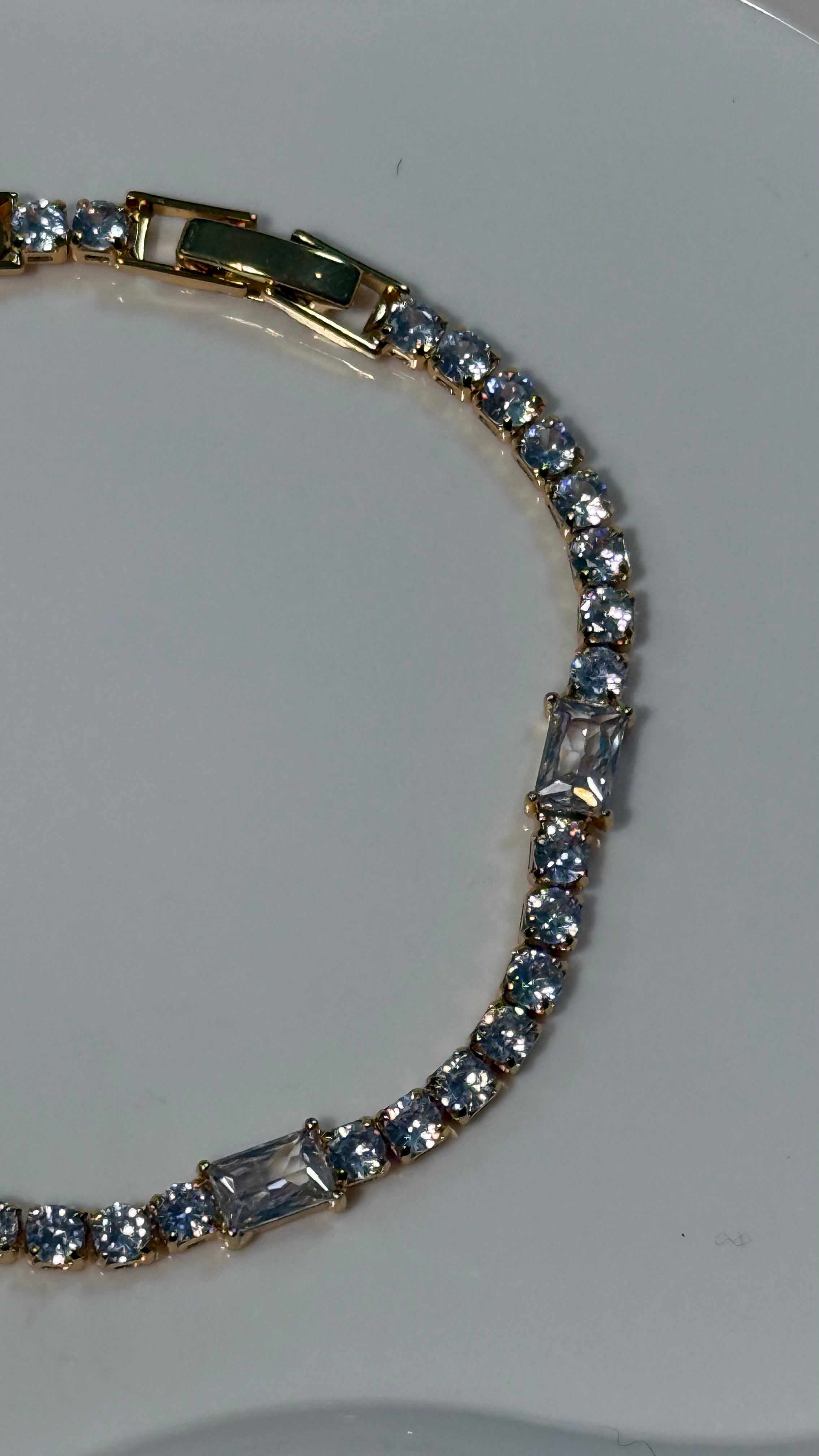 Tennis gold con pietra bianca