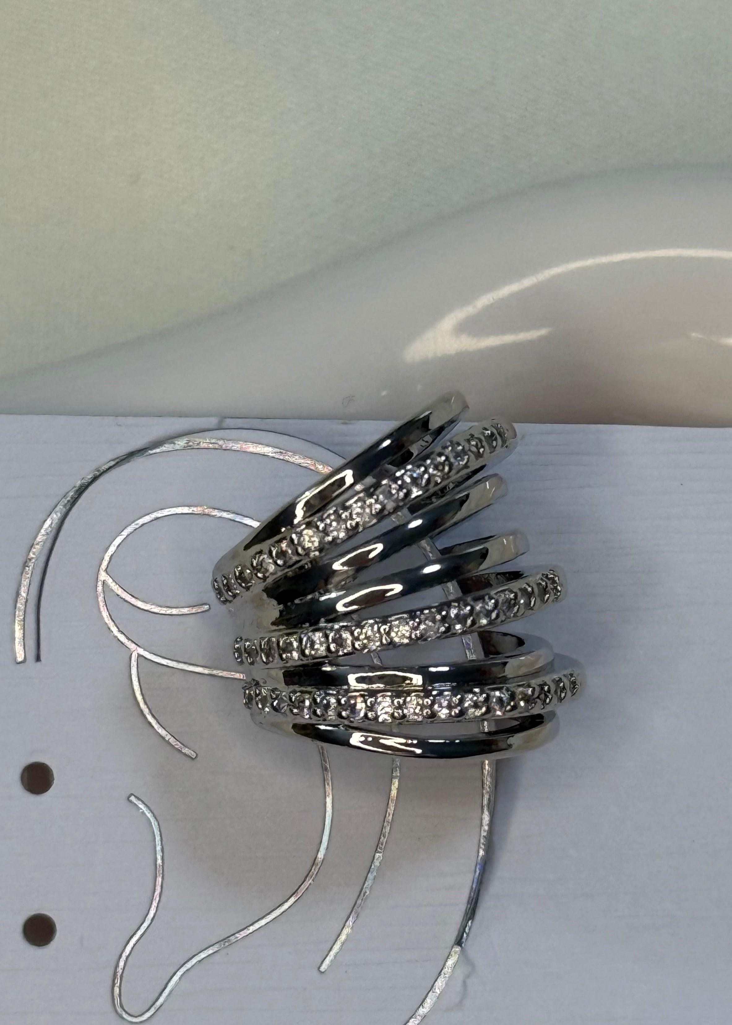 Earcuff multifili silver e brillantini