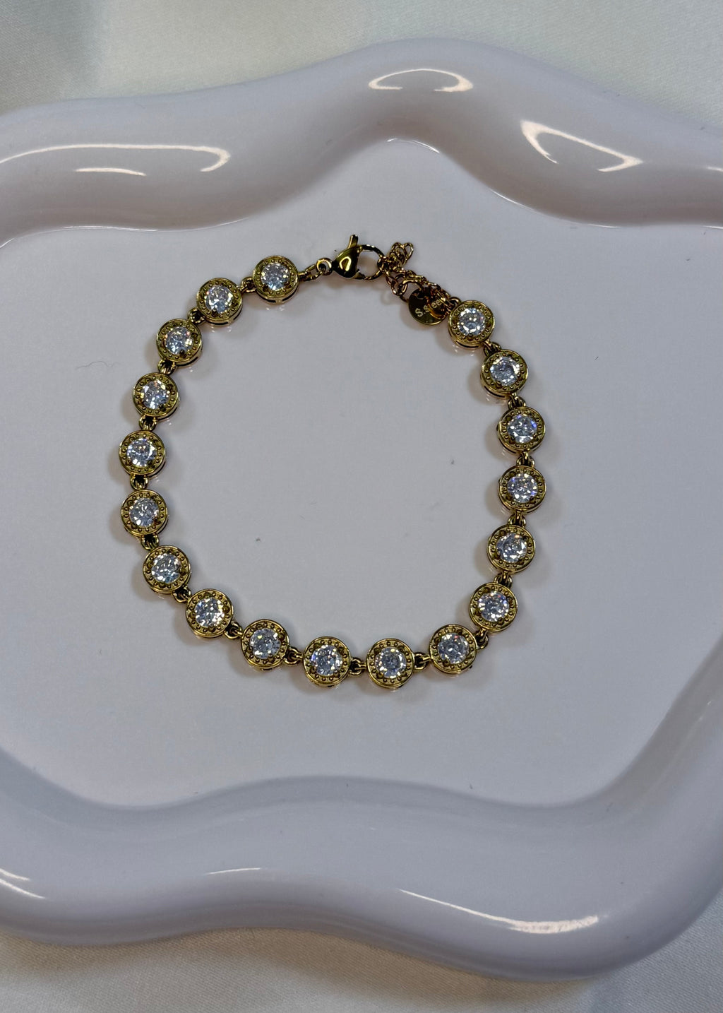 Tennis gold con pietra bianca tonda