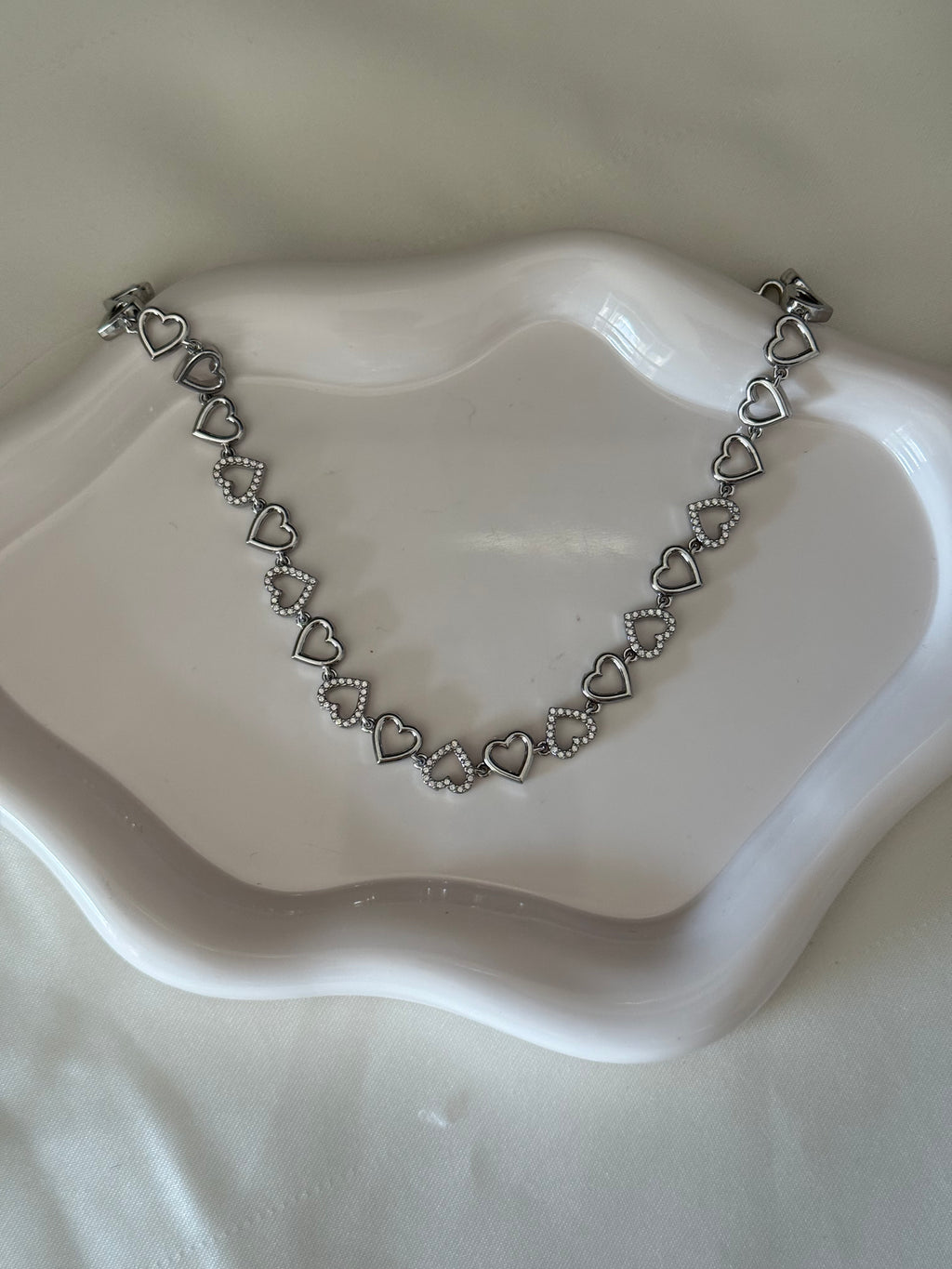 Collana “catena di cuori” silver