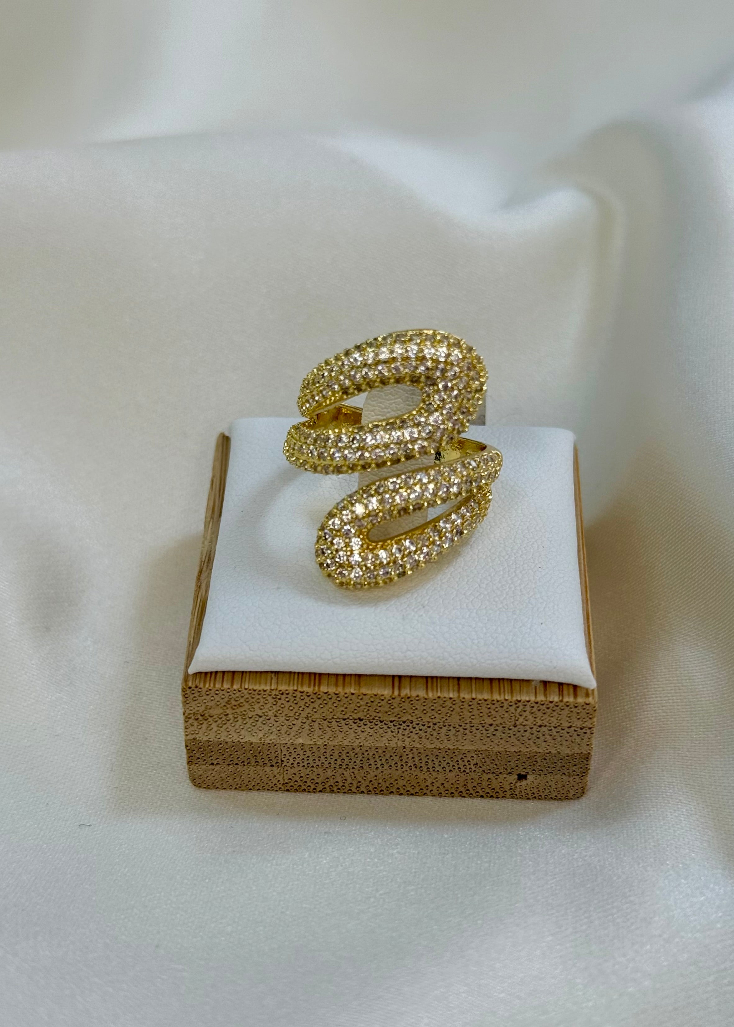 Anello abbraccio gold brillantinato