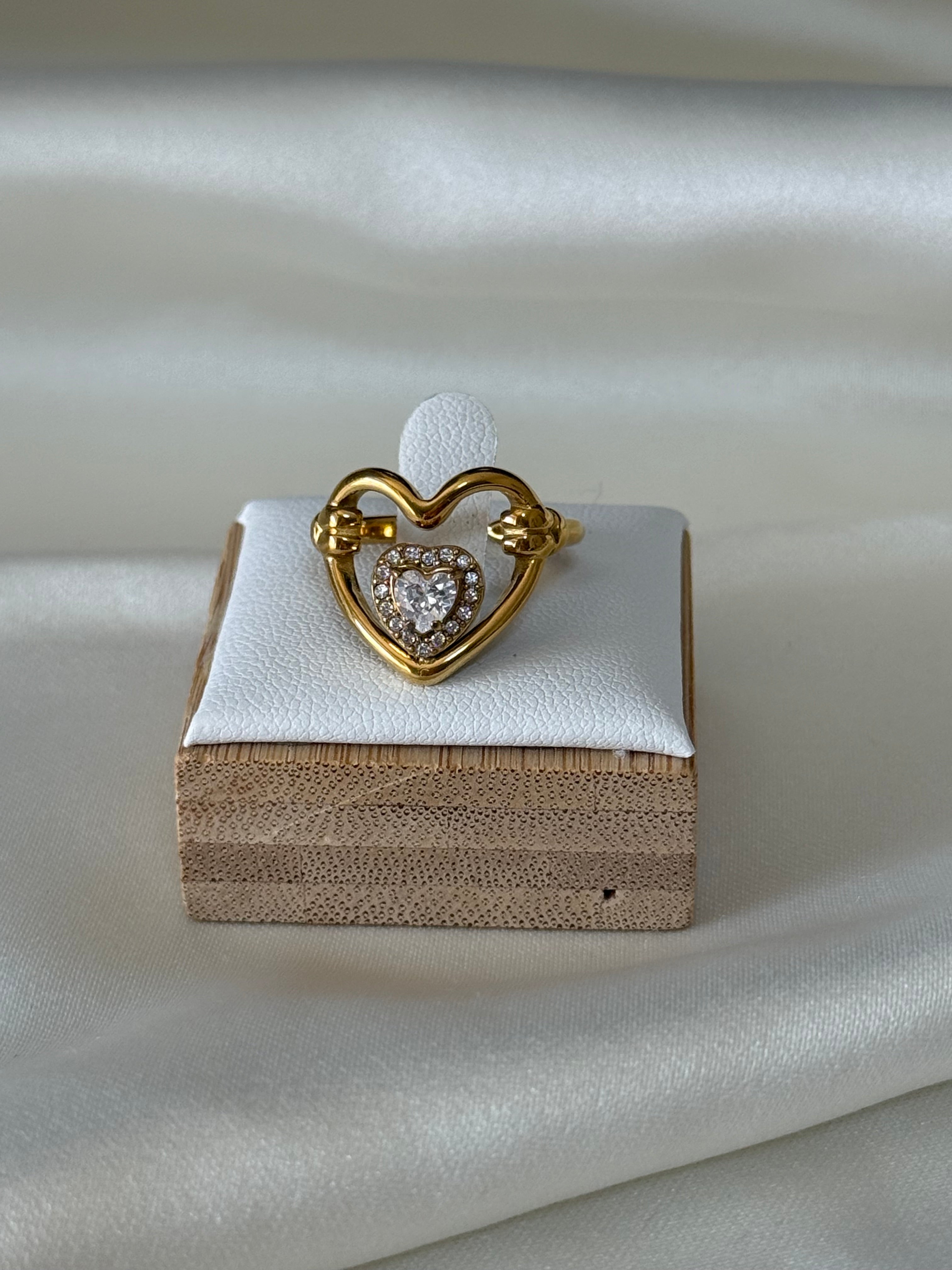 Anello “double heart” gold