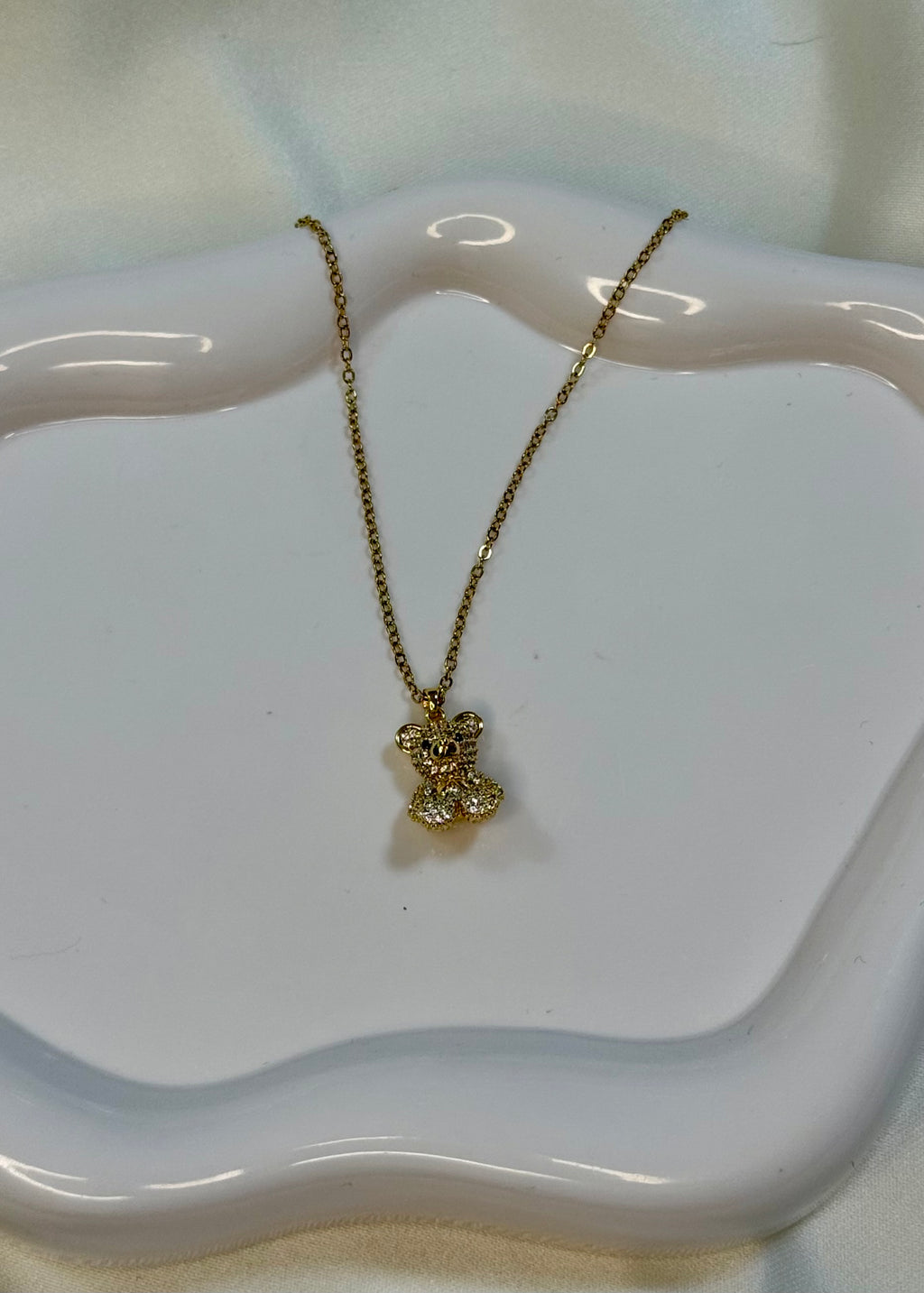 Collana con charm teddy brillantinato gold