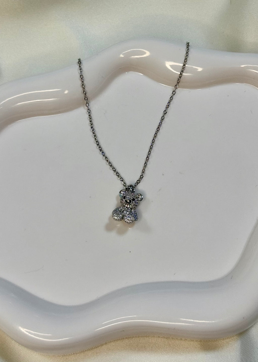 Collana con charm teddy brillantinato silver