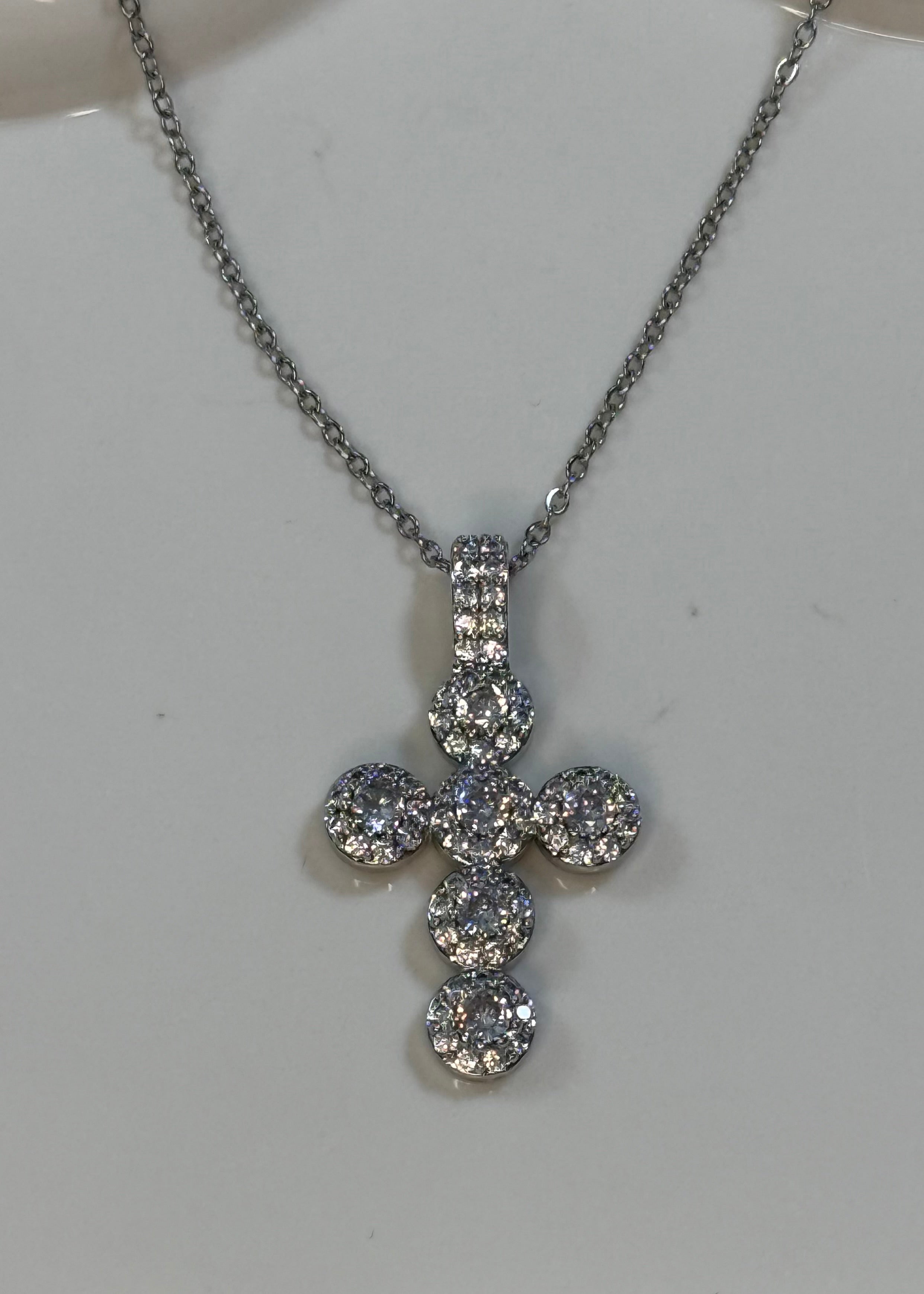 Collana con charm croce brillantinata silver