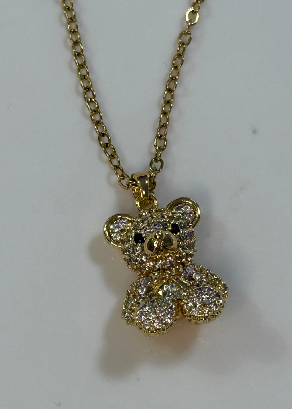 Collana con charm teddy brillantinato gold